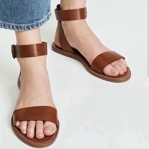 Madewell Boardwalk Brown Ankle strap leather sandals NEW size 6.5 6 1/2